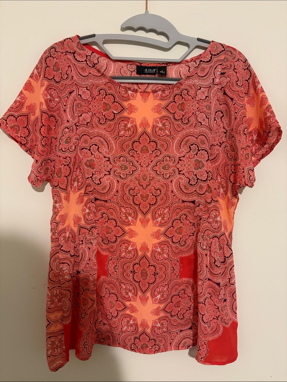 a.n.a Coral Paisley Short-Sleeve Blouse